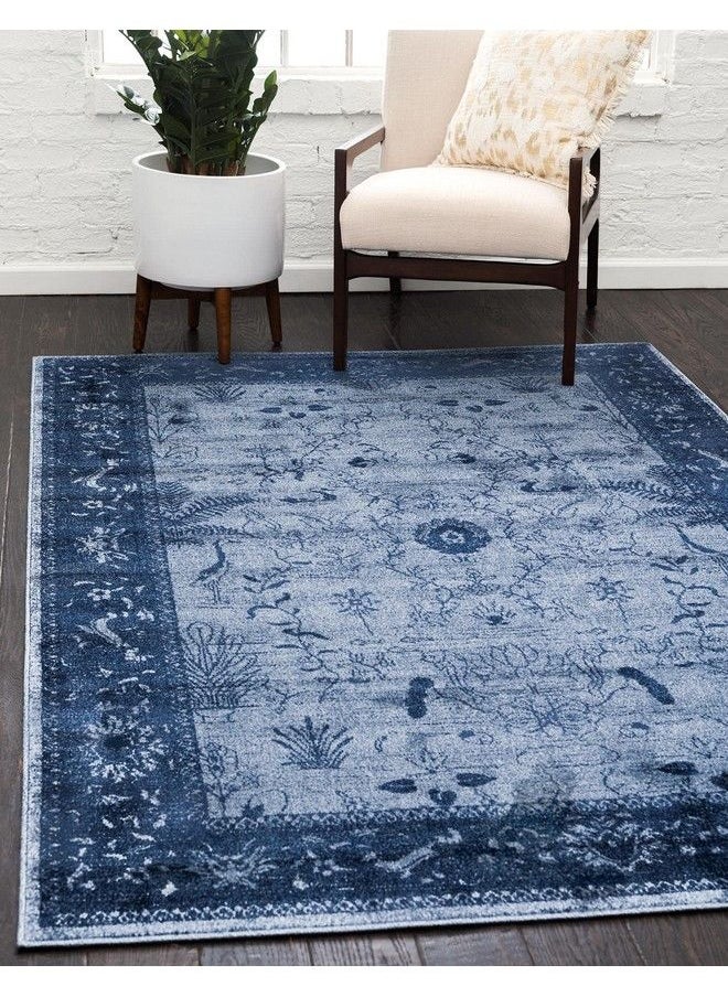 سجادة La Jolla Collection Farmhouse Contemporary Botanical Traditional Vintage Area Rug مقاس 3 أقدام و3 بوصات × 5 أقدام و3 بوصات باللون الأزرق الداكن - pzsku/ZACA4B950F659866896A5Z/45/_/1693486284/c512e383-5349-4929-8bce-010667c99f90