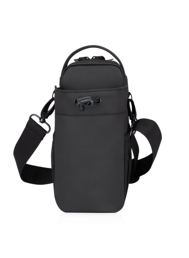 Generic Outdoor Sports Water Kettle Bag Indoor Fitness Magnetic Waterproof Shoulder Bag Crossbody Black Leather Film Crossbody Bag-Color:Black  - Image 4