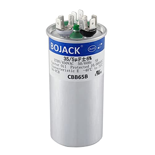 BOJACK 35+5uF 35 5 MFD ±6% 370V/440V CBB65 Dual Run Circular Start Capacitor for AC Motor Run or Fan Start or Condenser Straight - Image 1