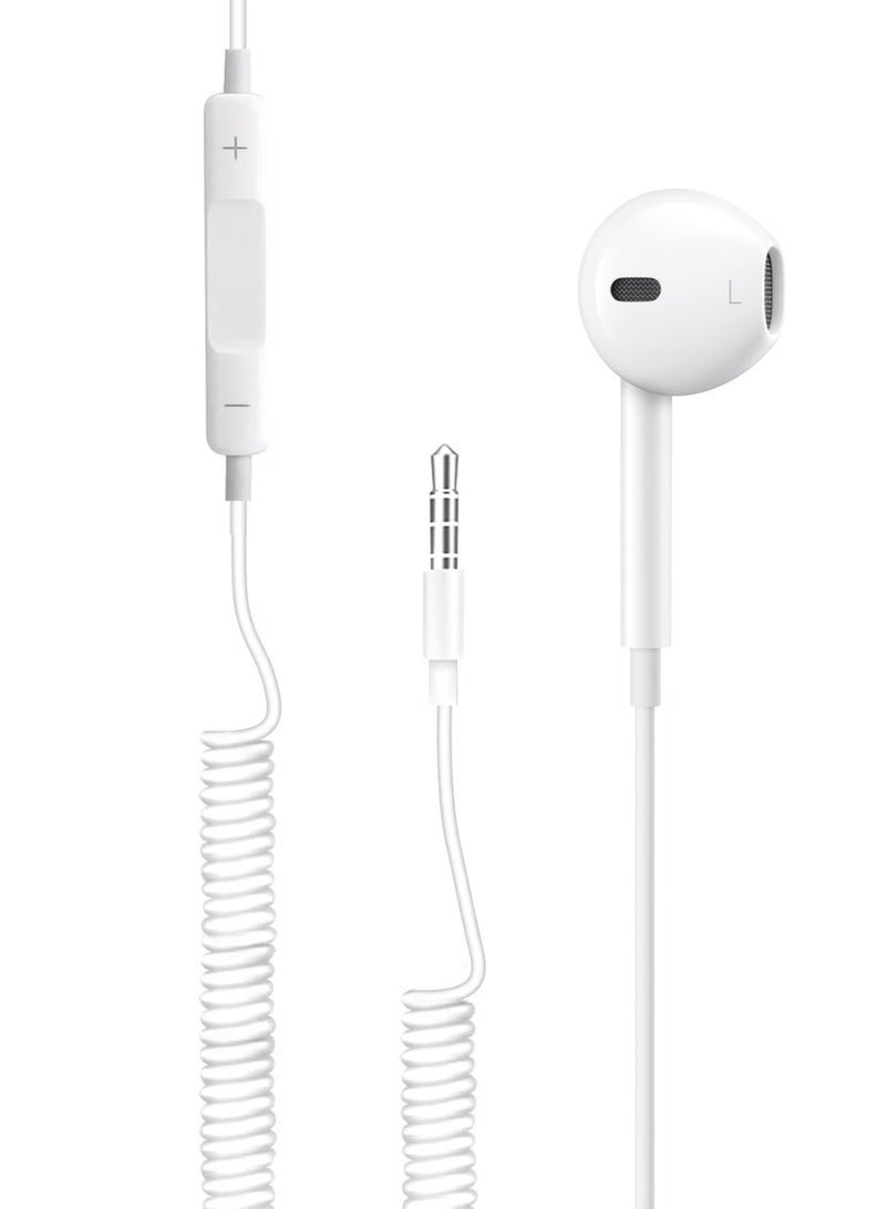 FEND F31 Handsfree Wired Single Side Earphone | Deep Bass Sound, Spring Cable Design, Inline Remote with Microphone – Lightweight & Comfortable Fit – White - Image 1