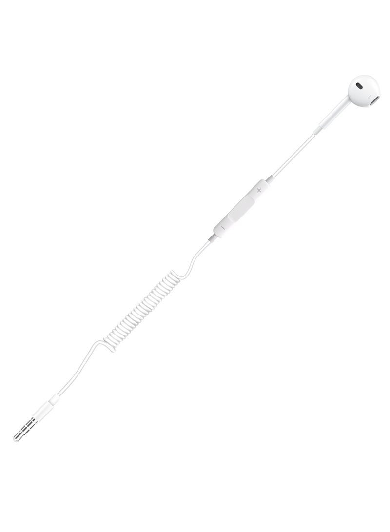 FEND F31 Handsfree Wired Single Side Earphone | Deep Bass Sound, Spring Cable Design, Inline Remote with Microphone – Lightweight & Comfortable Fit – White - Image 2