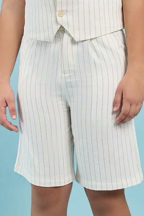 أر أند بي Striped Shorts with Button Closure