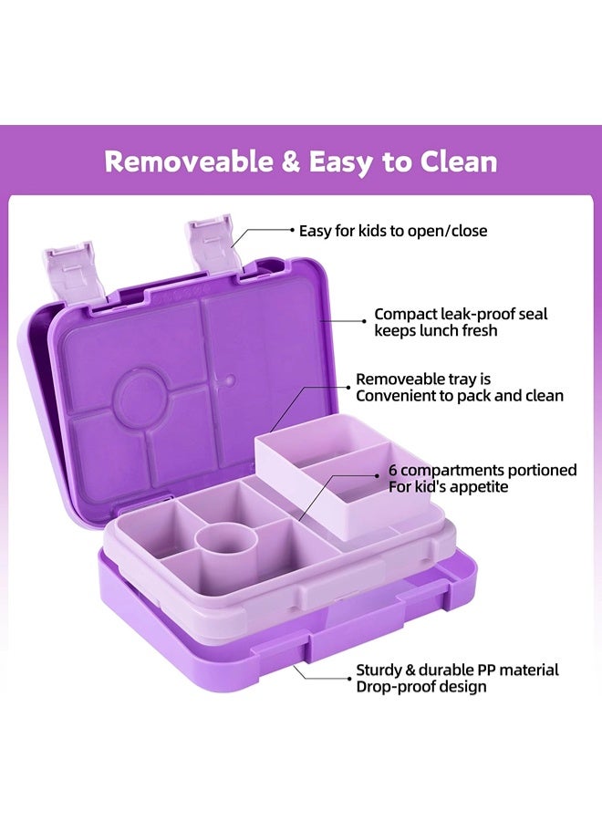 ShebSheb Bento Box with 5/6 Compartments,Leak-Proof Lunch Box for Kids & Toddlers,Removable Lunch Containers for School Sports Travel - Image 2