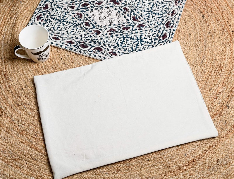 IMPEXART PVT LTD Cotton Woven HandBlock Print Placemats AntiSlip Heat Resistant Pad Western Dining Woven Cotton Dinner Table Mats Desk Holder Home Decor Set of 2 - Image 4