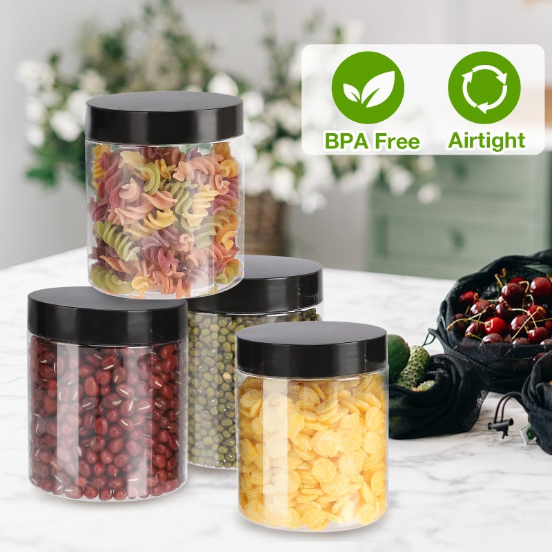 Mfacoy 6 Pack Plastic Jars with Lids, 8 oz Clear Storage Container, Leakproof Plastic Mason Jars, Empty Round Slime Container, Cosmetic Jars for Storing Dry Food, Peanut, Spice, Cookie, Candy - Image 4