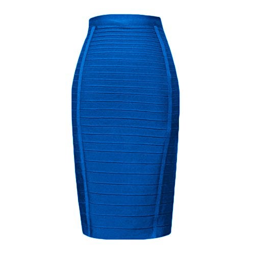 HLBandage Women's High Waist Elastic Rayon Bandage Pencil Skirt(S, Blue) - Image 1