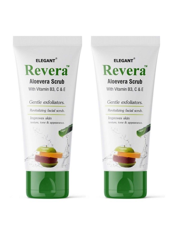 Revera Aloe Vera Scrub With Vitamin B3 C And E 100 Gm ; Pack Of 2 ; Gentle Exfoliators And Revitalizing Facial ; Improves Skin Texture Tone And Appearance ; Suitable For All Skin Types ; Made In India  - Image 1