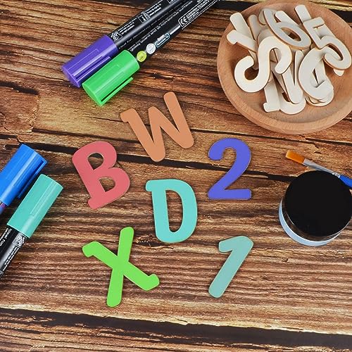 Cliths 124 Pcs Wooden Letters for Crafts Unfinished Capital Alphabet Letters and Numbers Focal20 Small Letters for DIY Painting Arts Home Decorations Kids Spelling Learning 2 Inch - Image 4