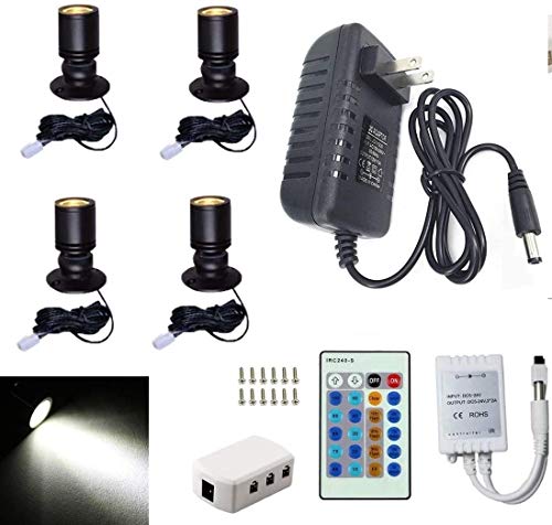 Jorunhe 1.5w White LED Mini Surface Mounted Light Jewelry Cabinet Lamp Spotlight Ac85-265v (Pack-4,Cold White 6000k) - Image 1