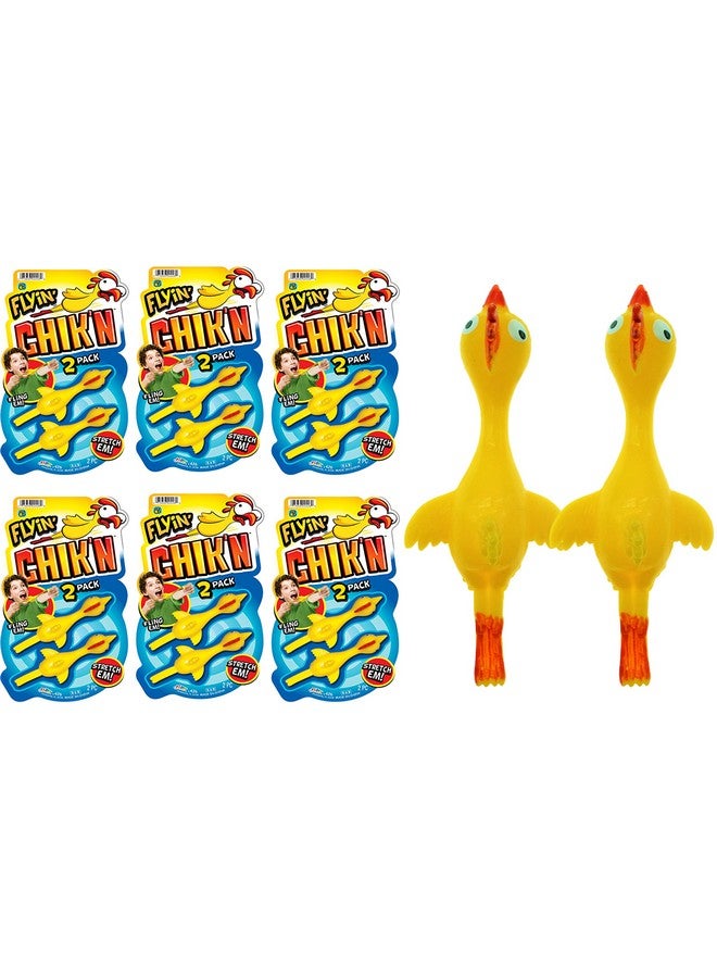 JA-RU Flyin' Chik'n Rubber Chicken Slingshot (6 Pack 12 Units) Flying Sling a Chicken Shot. Slinger Toy for Kids and Adults. Easter Party Favors Stocking Stuffer Pack Fun Toys for Gift Bags 426-6p - Image 1