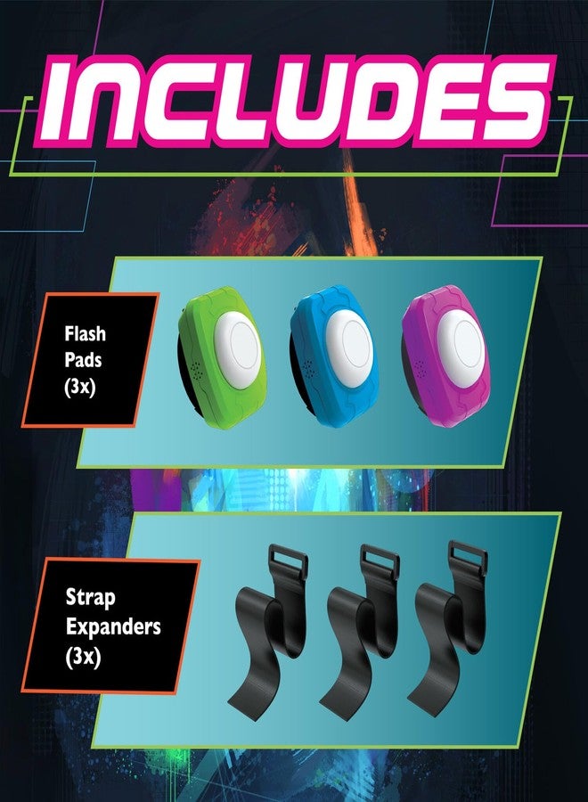 مايندوير لعبة MindWare Flex Flash لتدريب ردود الفعل للأطفال والكبار - لعبة سريعة الإيقاع لتنمية سرعة رد الفعل مع وسادات مضيئة قابلة للارتداء، من 1 إلى 3 لاعبين، للأعمار من 6 سنوات فما فوق - Image 2