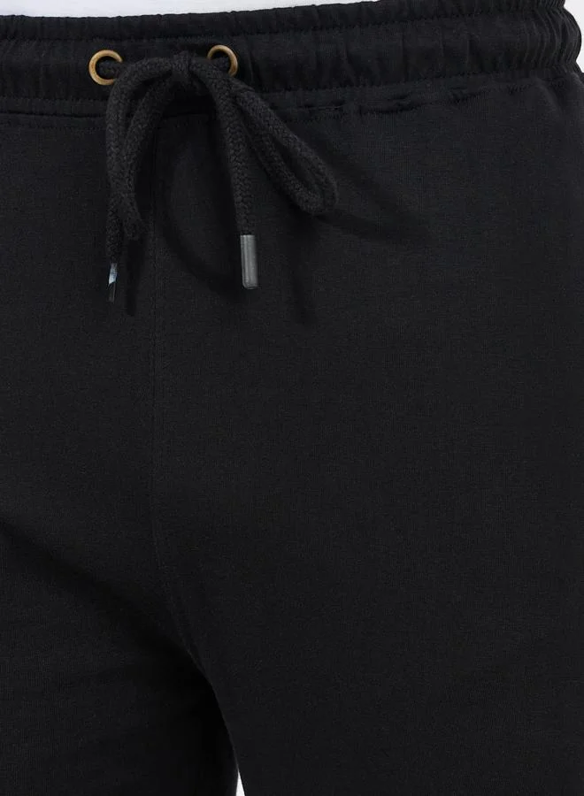 Styli Solid Cotton Cuff Pyjama with Contrast Striped Hem