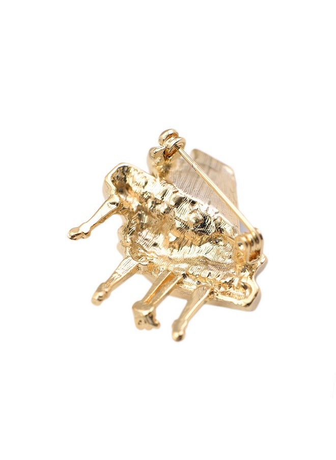 chelseachicNYC - Tiny Jewel Crystal Shimmering Grand Piano Brooch Pin Gold - Image 1