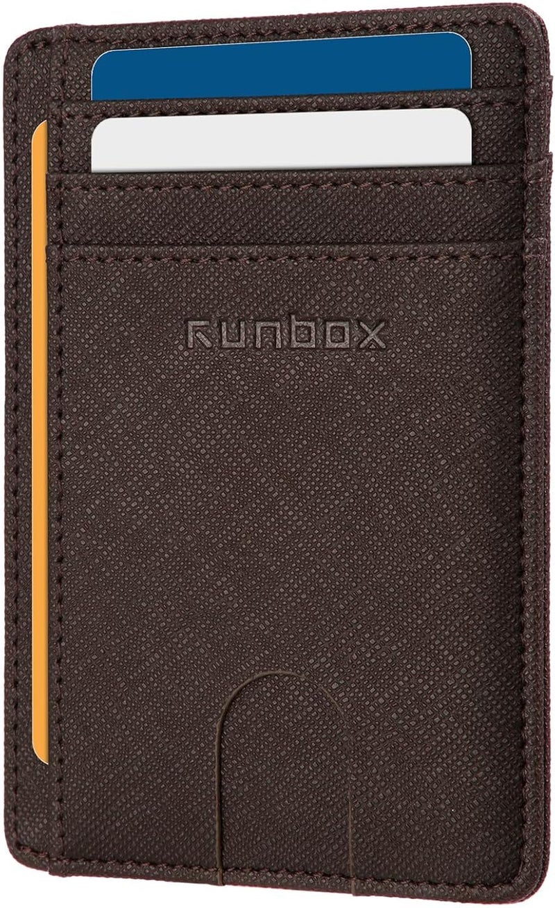 RUNBOX Slim ID Cases Minimalist Front Pocket RFID Blocking Leather Wallets for Men and Women Card Holder Wallets Gifts for men - Image 1