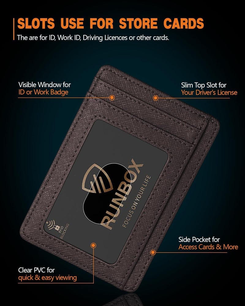 RUNBOX Slim ID Cases Minimalist Front Pocket RFID Blocking Leather Wallets for Men and Women Card Holder Wallets Gifts for men - Image 4