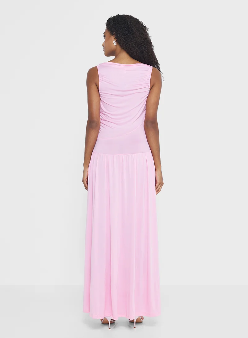 Ginger Basics Ruched Drop Waist Dress
