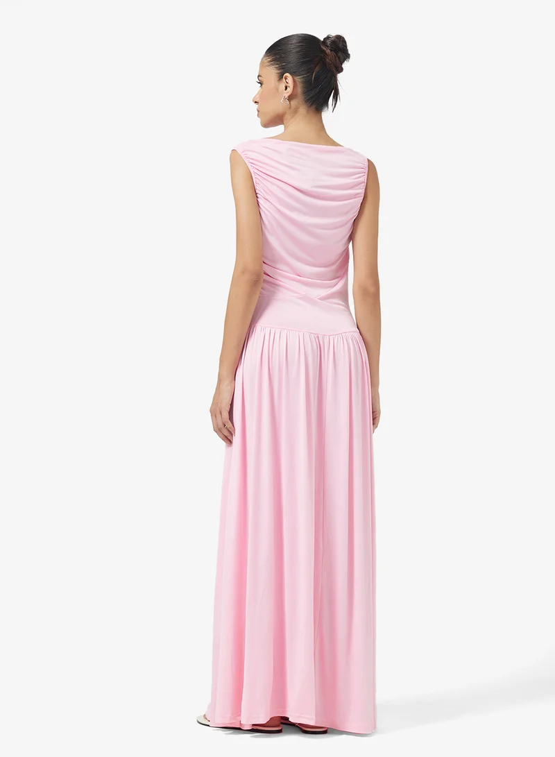 Ginger Basics Ruched Drop Waist Dress