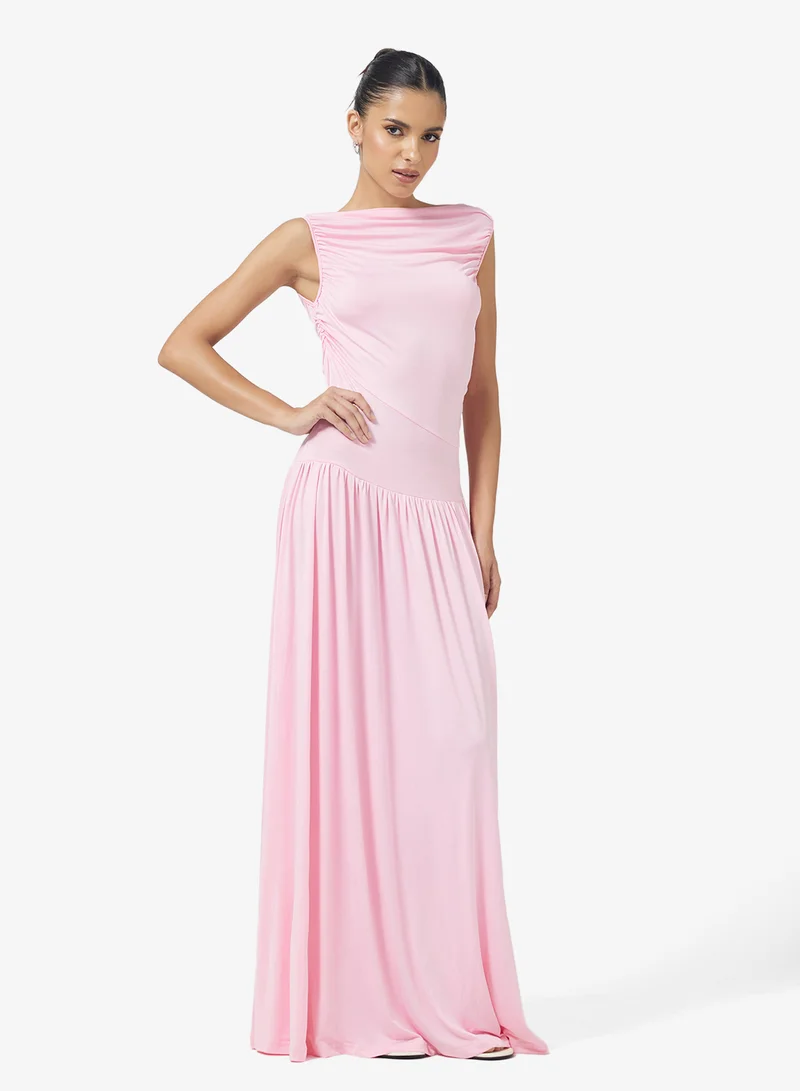 Ginger Basics Ruched Drop Waist Dress