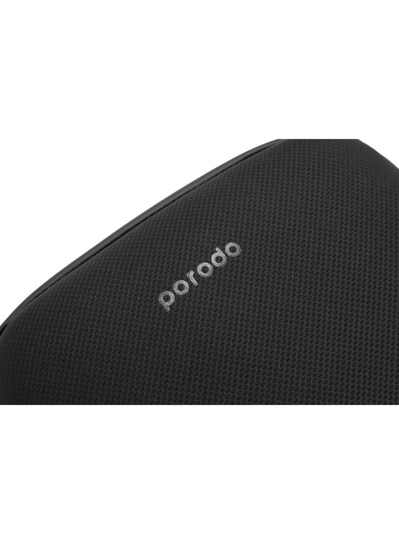 porodo Geneva 1L Tech Accessory Pouch with Cable Organizer & Easy Carry Handle / Water Resistant / Spacious Compartment / Durable Material - Black  - Image 5