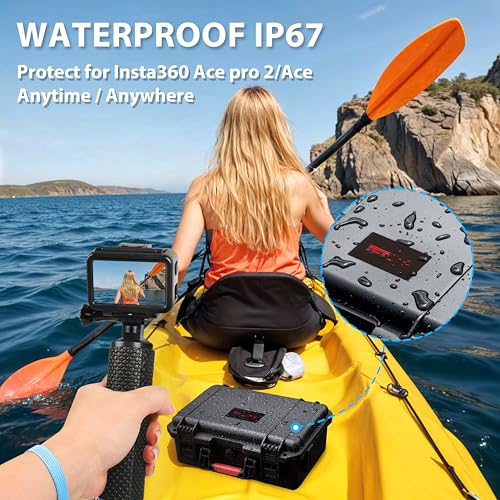 STARTRC VCR Hard Case for Insta360 ACE Pro 2, Double Layers IP67 Waterproof Shockproof Large Capacity Carrying Compatible for Insta 360 ACE Pro 2 Dive Case Accessories, Elegant Black - Image 5