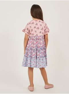 Styli Floral Print Ruffled Trim Tiered Dress  - Image 4