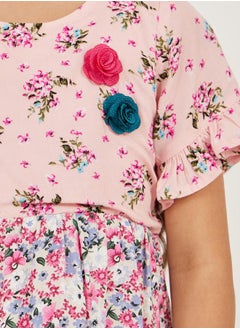 Styli Floral Print Ruffled Trim Tiered Dress  - Image 3
