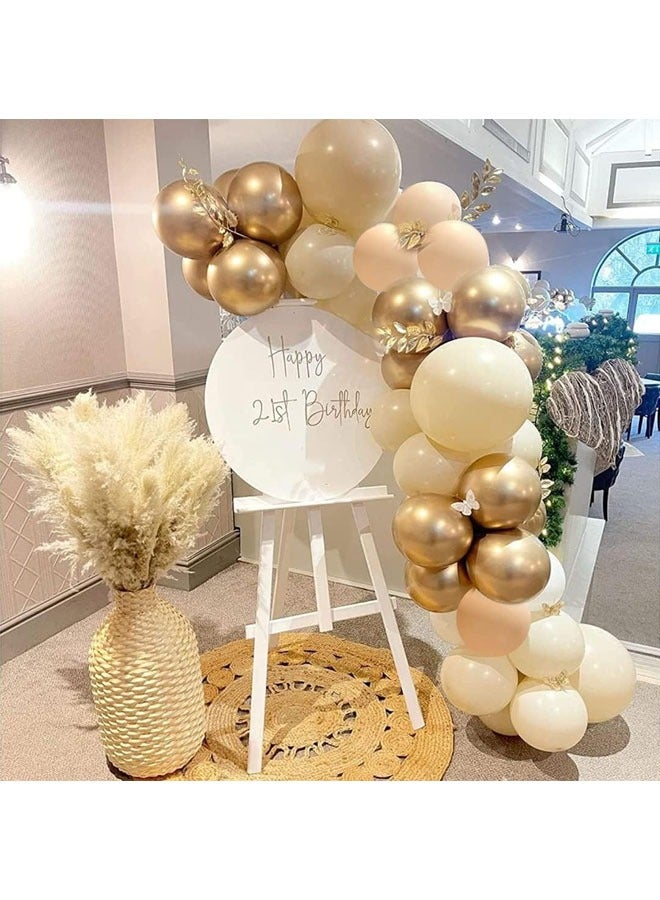 76pcs 12 Inches Sand White Gold Balloons Set for Birthday Wedding Engagement Baby Shower Party Decoration - Image 2