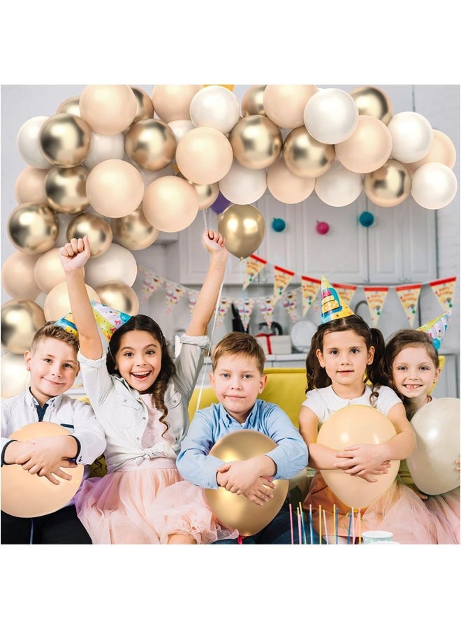76pcs 12 Inches Sand White Gold Balloons Set for Birthday Wedding Engagement Baby Shower Party Decoration - Image 3