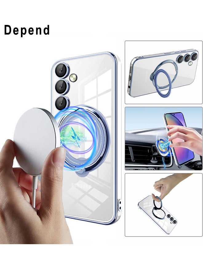 Depend Magnetic Phone Ring Holder Shockproof Protective Case Cover For Samsung Galaxy A55 Blue/Clear  - Image 2