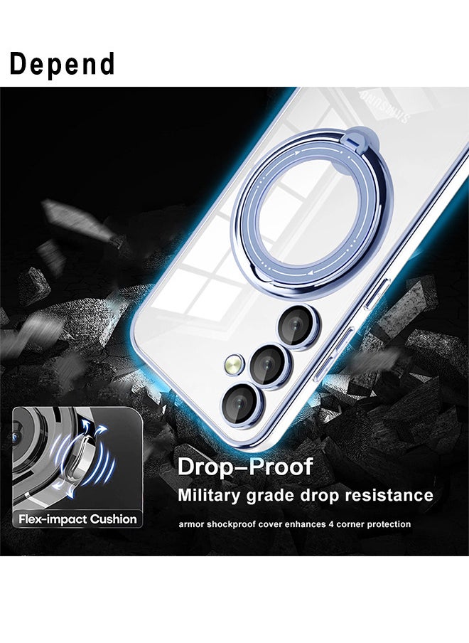 Depend Magnetic Phone Ring Holder Shockproof Protective Case Cover For Samsung Galaxy A55 Blue/Clear  - Image 4