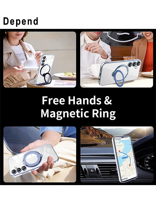 Depend Magnetic Phone Ring Holder Shockproof Protective Case Cover For Samsung Galaxy A55 Blue/Clear  - Image 5