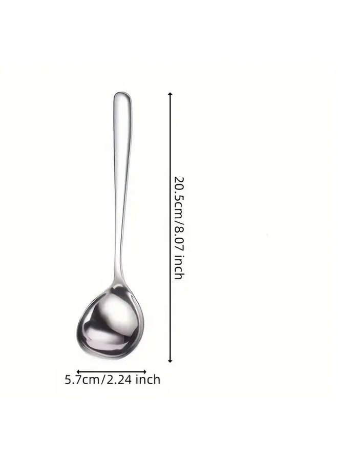 3pcs Heavy Duty Stainless Steel Silvery Spoons Long Handle Rust Proof Soup Spoon - Image 3