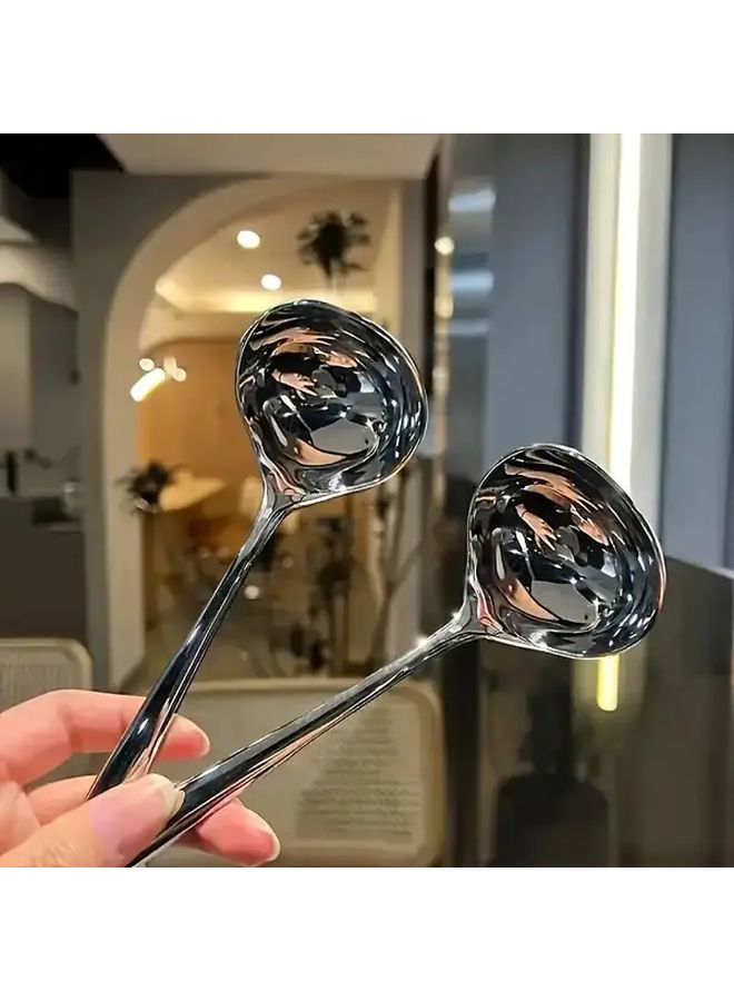 3pcs Heavy Duty Stainless Steel Silvery Spoons Long Handle Rust Proof Soup Spoon - Image 4
