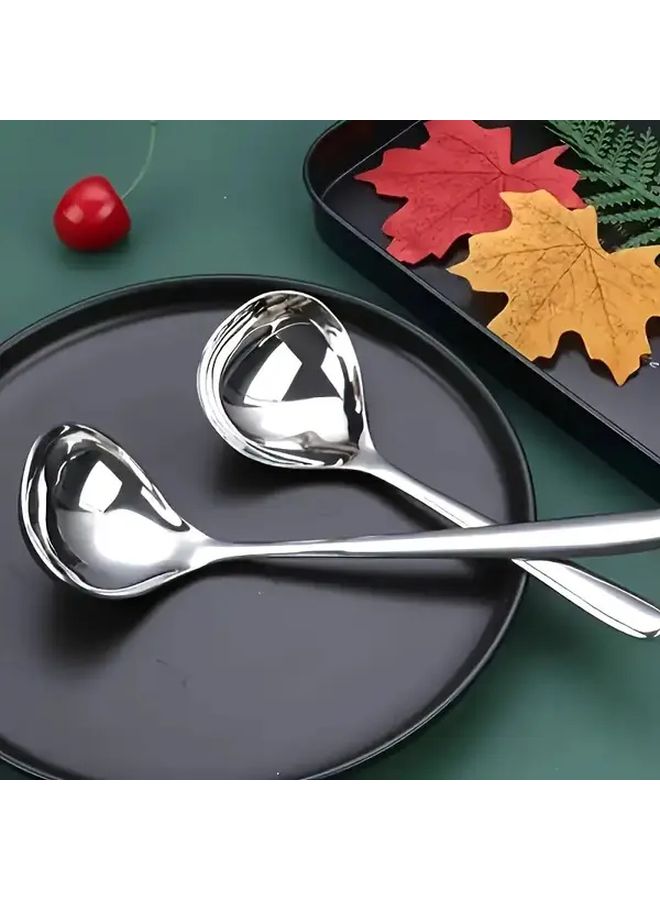 3pcs Heavy Duty Stainless Steel Silvery Spoons Long Handle Rust Proof Soup Spoon - Image 2