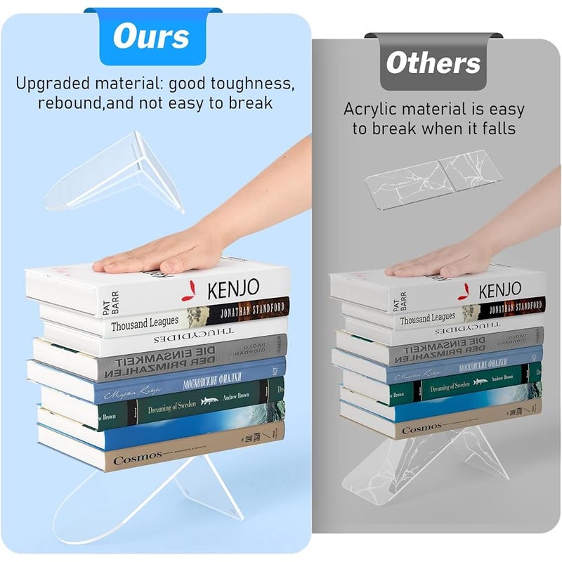 سونيربلاي 4 Pcs Acrylic Bookends, Clear Book Ends for Heavy Books, Bookend Holders for Shelves, Arch Book Stopper to Hold Books, Decorative Bookends for School, Library, Home, Office - Image 4