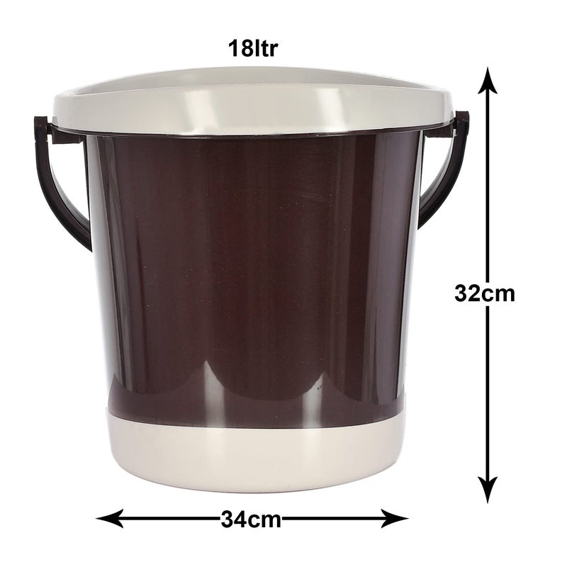 Kuber Industries Multiuses Plastic Bucket with Handle 18 litre Brown46KM0353 Standard - Image 4
