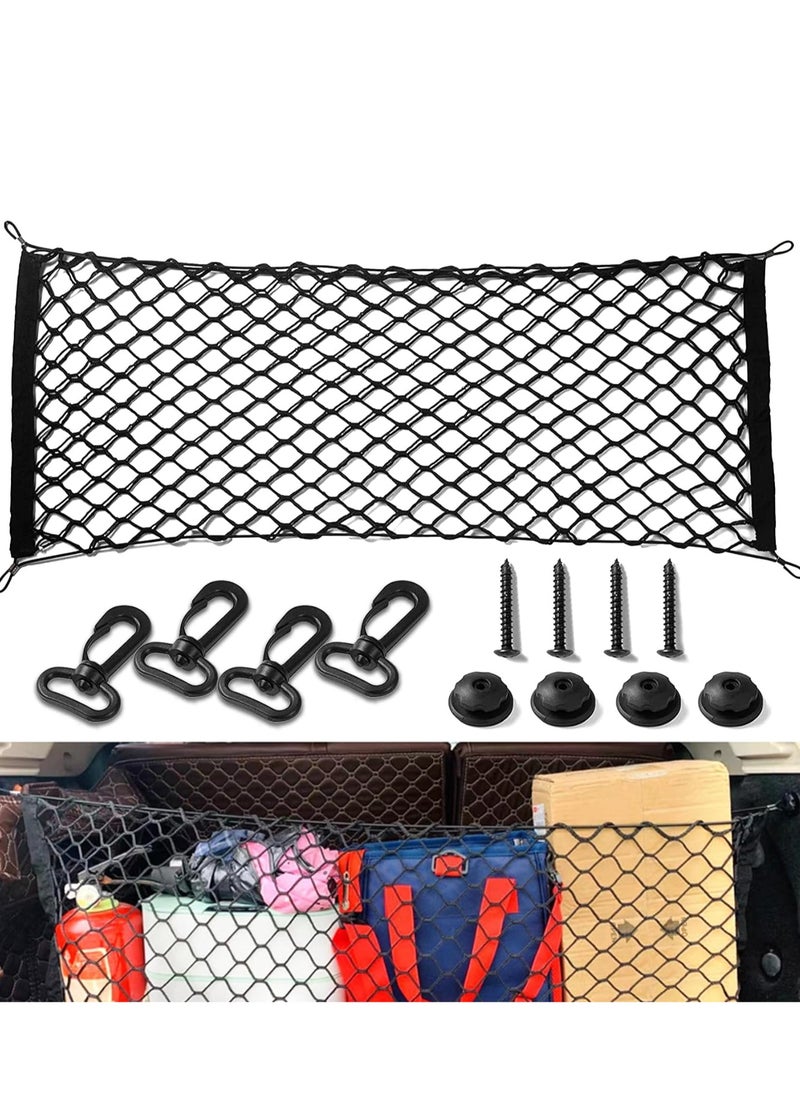 Sharpdo - Stretchable Double-layer Cargo Net Storage Organizer Car Trunk Net Storage Bag 110*40cm Black for Car, SUV, Truck - Image 1