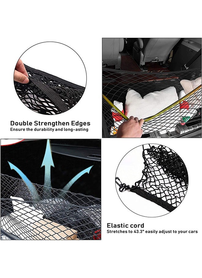 Sharpdo - Stretchable Double-layer Cargo Net Storage Organizer Car Trunk Net Storage Bag 110*40cm Black for Car, SUV, Truck - Image 1
