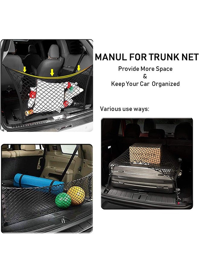 Sharpdo - Stretchable Double-layer Cargo Net Storage Organizer Car Trunk Net Storage Bag 110*40cm Black for Car, SUV, Truck - Image 1
