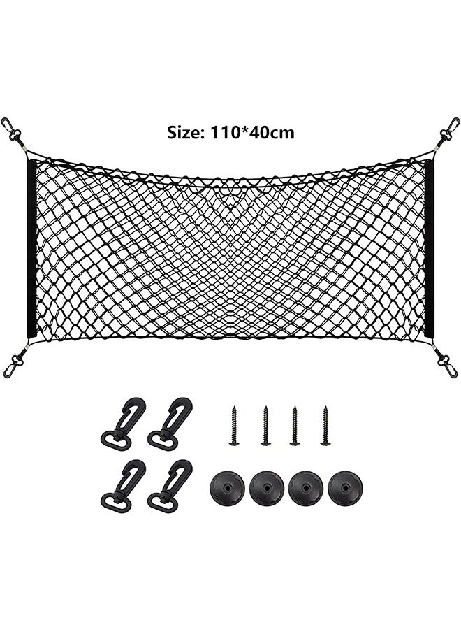 Sharpdo - Stretchable Double-layer Cargo Net Storage Organizer Car Trunk Net Storage Bag 110*40cm Black for Car, SUV, Truck - Image 1