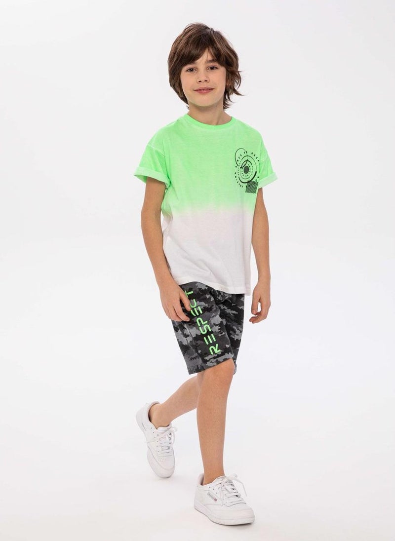 MINOTI Boys printed camo shorts black - Image 1