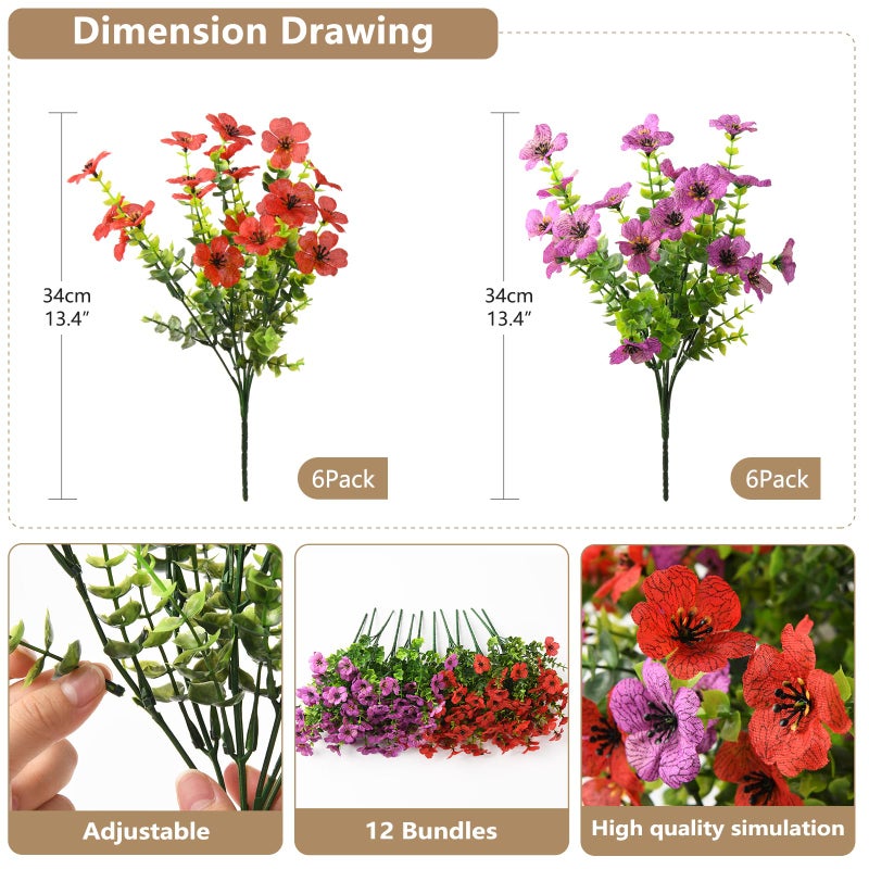 ZFProcess Artificial Flowers Faux Plants Outdoor Fake Flowers Spring Decor,12 Bundles Realistic Plastic Plant Colorful Daisy UV Resistant for Porch Patio Home Yard Garden Window Box Pot Planters - Image 3