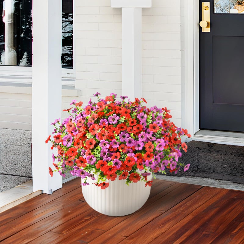 ZFProcess Artificial Flowers Faux Plants Outdoor Fake Flowers Spring Decor,12 Bundles Realistic Plastic Plant Colorful Daisy UV Resistant for Porch Patio Home Yard Garden Window Box Pot Planters - Image 4