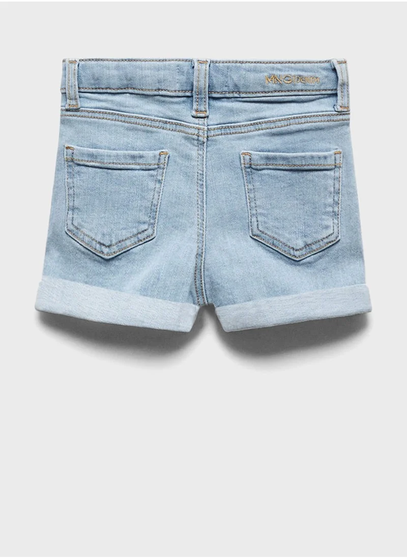MANGO Kids Rolled-Up Hem Denim Shorts