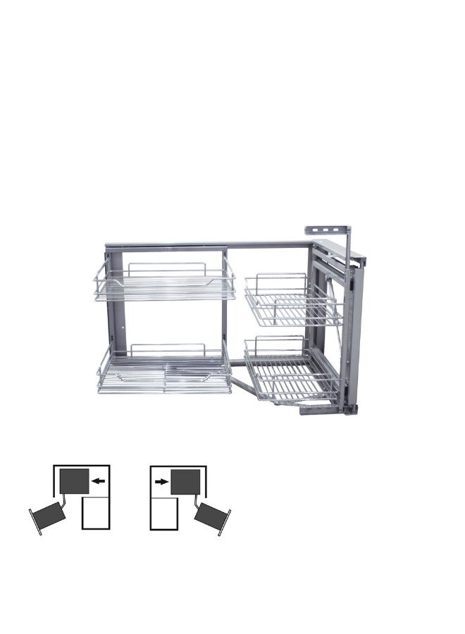 Zeeco 15" Stainless Steel Blind Corner Organizers, Magic Corner Base Cabinet Pull out Right & Left, 2 Tier Pull out Cabinet Organizer for Kitchen Cabinet, Silver - Image 4