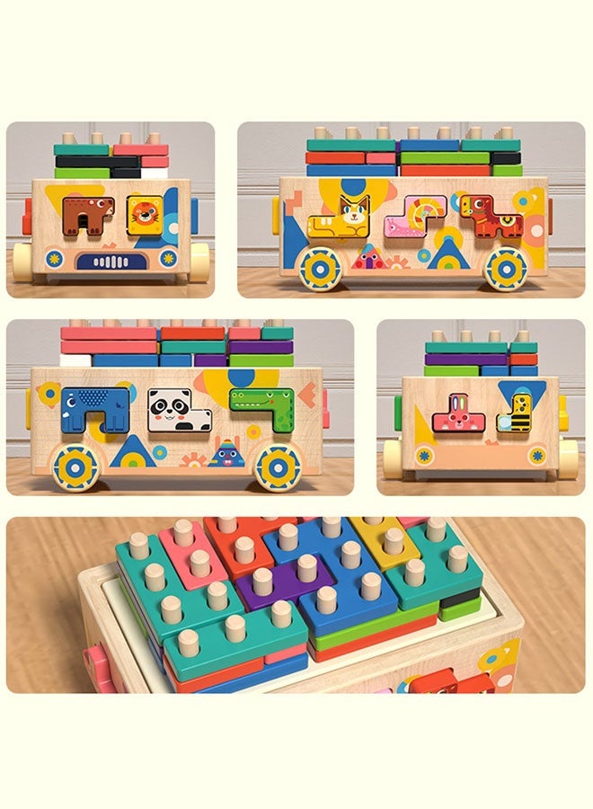 Aurlar Montessori Wooden Educational Toys for Toddlers Age 2-5, Shape Sorting and Stacking Learning Set, Ideal Gift for Boys and Girls - Image 2