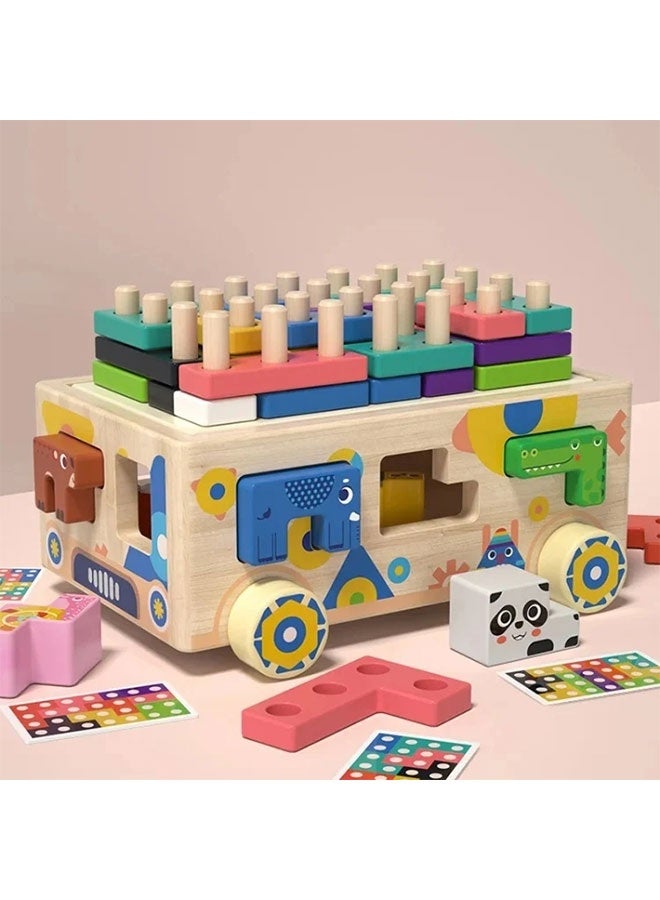 Aurlar Montessori Wooden Educational Toys for Toddlers Age 2-5, Shape Sorting and Stacking Learning Set, Ideal Gift for Boys and Girls - Image 3