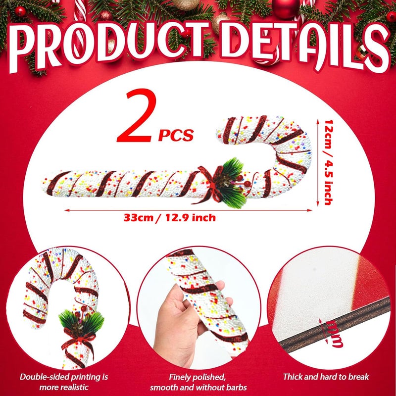 Partysanthe PS 2pcs Candy Cane Christmas Decorations Christmas Candy Cane Hanging Ornaments Christmas Tree Decorations for Home Indoor Outdoor Red and White Pack of 2pcs - Image 3