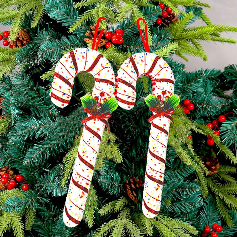 Partysanthe PS 2pcs Candy Cane Christmas Decorations Christmas Candy Cane Hanging Ornaments Christmas Tree Decorations for Home Indoor Outdoor Red and White Pack of 2pcs - Image 1