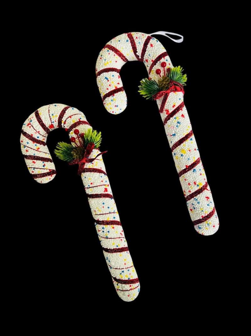 Partysanthe PS 2pcs Candy Cane Christmas Decorations Christmas Candy Cane Hanging Ornaments Christmas Tree Decorations for Home Indoor Outdoor Red and White Pack of 2pcs - Image 4